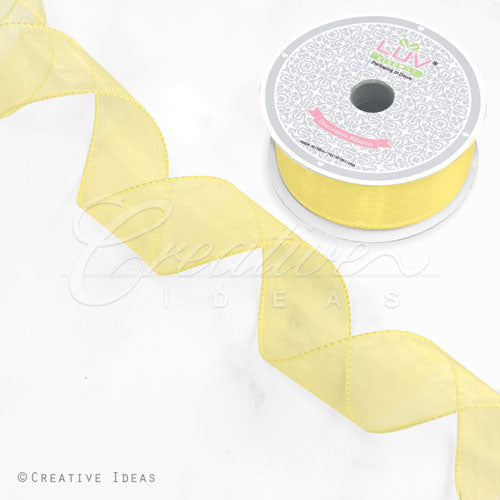1 1/2" Wired Organza Ribbon - 10 Yards (Canary)