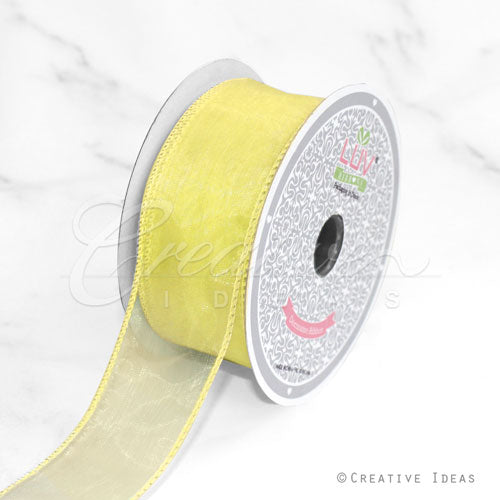 1 1/2" Wired Organza Ribbon - 10 Yards (Canary)
