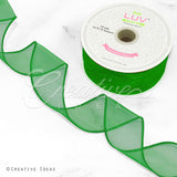 1 1/2" Wired Organza Ribbon - 10 Yards (Emerald Green)