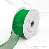 1 1/2" Wired Organza Ribbon - 10 Yards (Emerald Green)