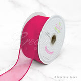 1 1/2" Wired Organza Ribbon - 10 Yards (Hot Pink)