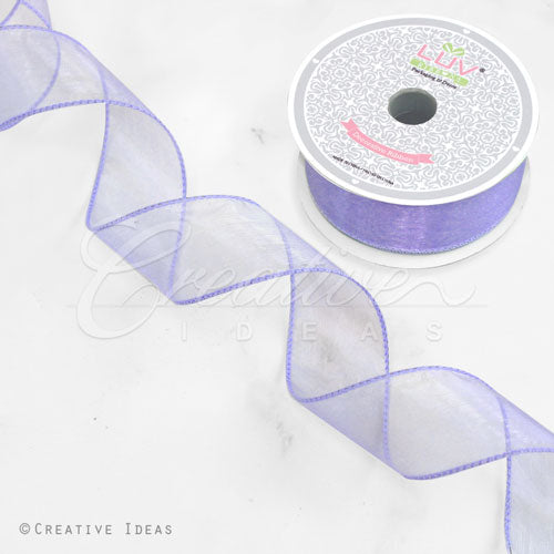 1 1/2" Wired Organza Ribbon - 10 Yards (Lavender)