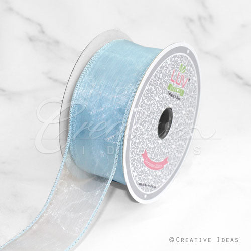 1 1/2" Wired Organza Ribbon - 10 Yards (Light Blue)