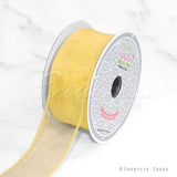 1 1/2" Wired Organza Ribbon - 10 Yards (Light Gold)