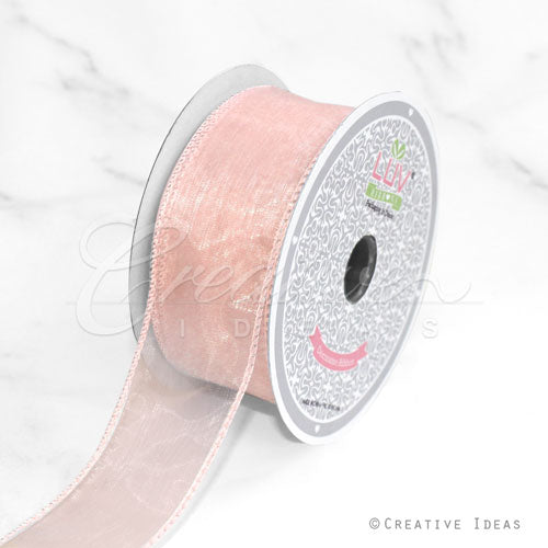 1 1/2" Wired Organza Ribbon - 10 Yards (Light Peach)