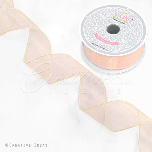 1 1/2" Wired Organza Ribbon - 10 Yards (Light Peach)