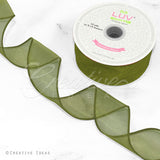 1 1/2" Wired Organza Ribbon - 10 Yards (Moss Green)