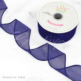 1 1/2" Wired Organza Ribbon - 10 Yards (Navy Blue)