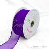 1 1/2" Wired Organza Ribbon - 10 Yards (Purple)
