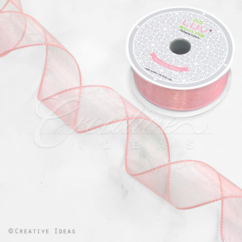 1 1/2" Wired Organza Ribbon - 10 Yards (Rosy Mauve)