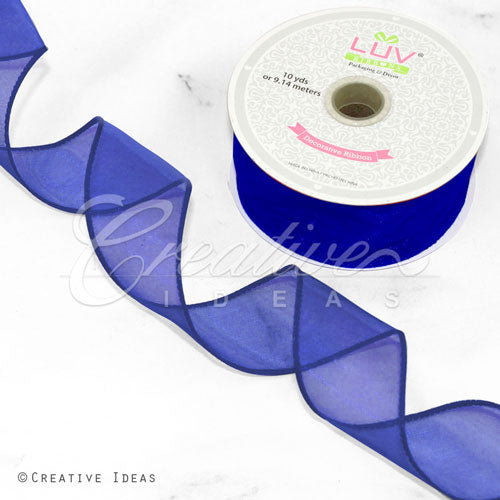 1 1/2" Wired Organza Ribbon - 10 Yards (Royal Blue)