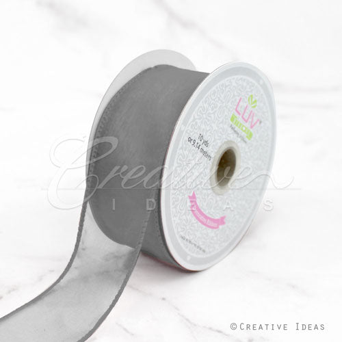1 1/2" Wired Organza Ribbon - 10 Yards (Silver)