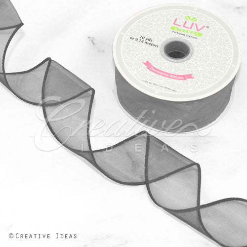 1 1/2" Wired Organza Ribbon - 10 Yards (Silver)