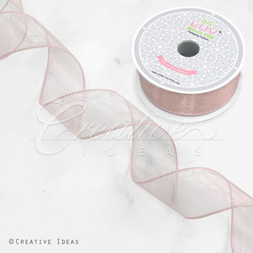 1 1/2" Wired Organza Ribbon - 10 Yards (Toffee)