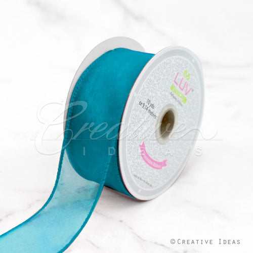 1 1/2" Wired Organza Ribbon - 10 Yards (Turquoise)
