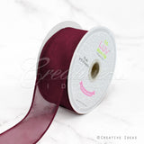 1 1/2" Wired Organza Ribbon - 10 Yards (Wine)