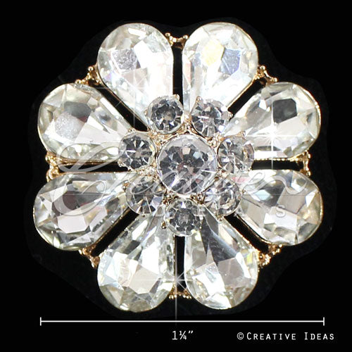 1 1/4" Flower Petals Rhinestone Accessories-10 Pcs (Gold)