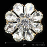 1 1/4" Flower Petals Rhinestone Accessories-10 Pcs (Gold)