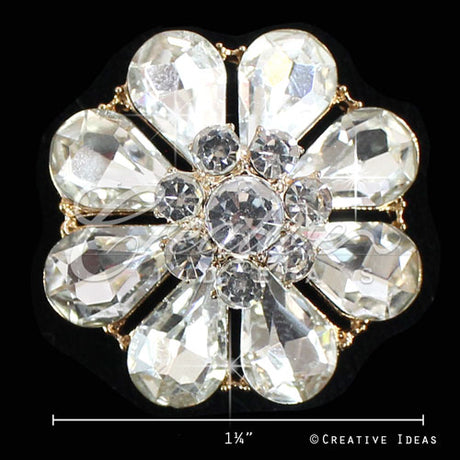 1 1/4" Flower Petals Rhinestone Accessories-10 Pcs (Gold)
