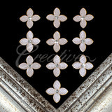 1 1/4" White Petals Clover Rhinestone Accessories-10 Pcs (White/Gold)