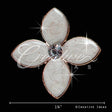 1 1/4" White Petals Clover Rhinestone Accessories-10 Pcs (White/Gold)