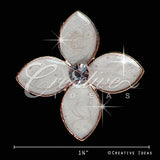 1 1/4" White Petals Clover Rhinestone Accessories-10 Pcs (White/Gold)