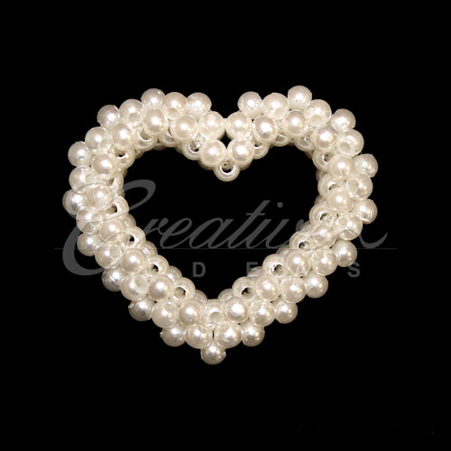 1 1/4" X 1 1/8" Love Heart Pearl Accessories-6 Pcs (White)