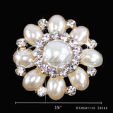 1 1/8" Oval Pearl Flower Rhinestone Accesssories-10 Pcs (Gold)