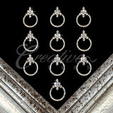 1 1/8" Round Outline Stud Rhinestone Accessories-10 Pc (Gold)