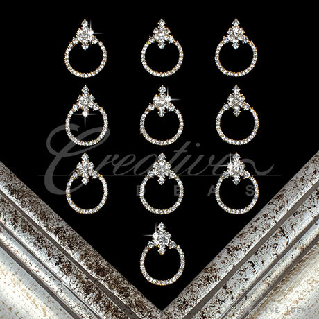 1 1/8" Round Outline Stud Rhinestone Accessories-10 Pc (Gold)