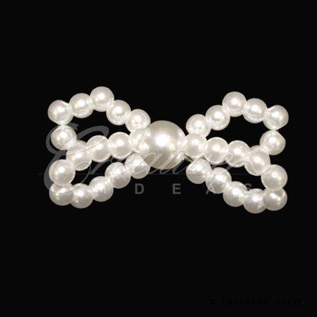 1 1/8" X 3/4" Mini Double Bowknots Pearl Accessories-10 Pcs (White)