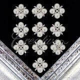 1 1/8" Xo Pearl Rhinestone Accessories-10 Pcs (Silver)