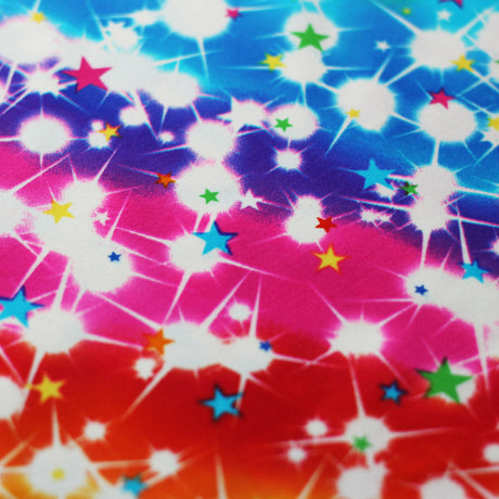 Pretty Cosmos Nylon Spandex Fabric - Galaxy Star Print, Black/White Multi, 58/60" Width (1 Yard)