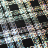 Starlight Plaid Polyester Spandex Fabric - Holographic Plaid, Turquoise, Black With Silver, Black With Gold, Black, 58/60" Width (1 Yard)