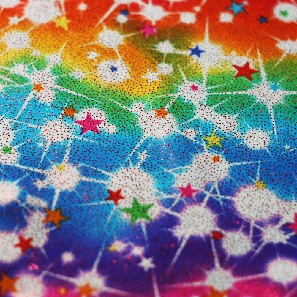Pretty Cosmos Nylon Spandex Fabric - Galaxy Star Print, Black/White Multi, 58/60" Width (1 Yard)