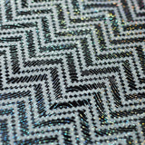 Zig Zag Racer Foil Polyester Spandex Fabric - Sparkly Chevron Foil Print, 58/60" Width (1 Yard)