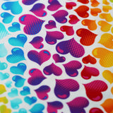 Love Mee Nylon Spandex Fabric - Rainbow Hearts Print, Black Multi Or White Multi, 58-60" Width (1 Yard)
