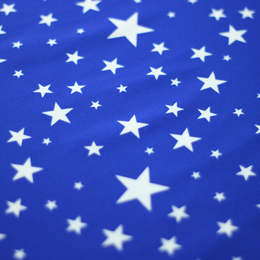 Twilight Star Nylon Spandex Fabric - Royal/White Star Print, 58/60" Width (1 Yard)