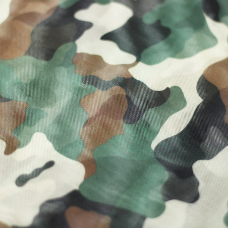 Camo Collage Polyester Spandex Fabric - Green Camouflage Print, 58/60" Width, 240 GSM (1 Yard)