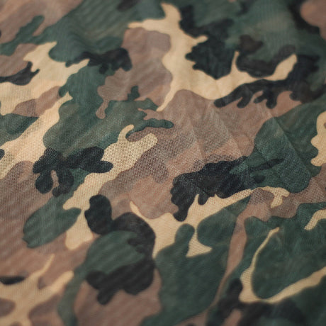 Camo Classic Poly Spandex Fabric - Green/Brown Camouflage Print, Four-Way Stretch, 58/60" Width, 240 GSM (1 Yard)