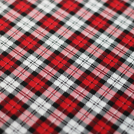 School Girl Plaid Polyester Spandex Fabric - Red/Black Plaid, 58/60" Width (1 Yard)