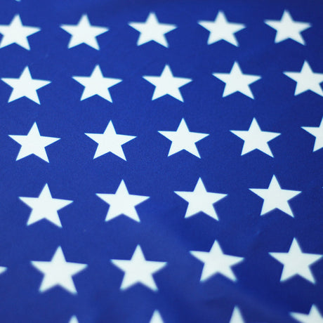 Stars Royale Polyester Spandex Fabric - Royal Blue And Navy, White Stars Print, 58/60" Width (1 Yard)