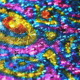 Cosmic Star Nylon Spandex Fabric - Red Multi/Black Multi, Rainbow Stars, 58/60" Width (1 Yard)