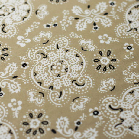 Bandana Poly Spandex Fabric - Beige/Red Paisley, 58/60" Width (1 Yard)