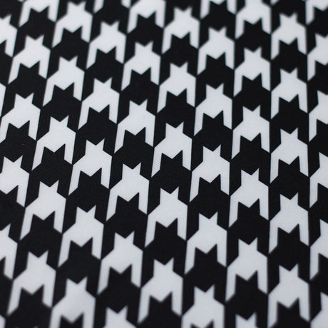 Houndstooth Polyester Spandex Fabric - White/Black Houndstooth, 58/60" Width (1 Yard)