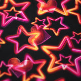 Vegas Nights Nylon Spandex Fabric - Black With Neon Stars And Hearts, 58/60" Width (1 Yard)