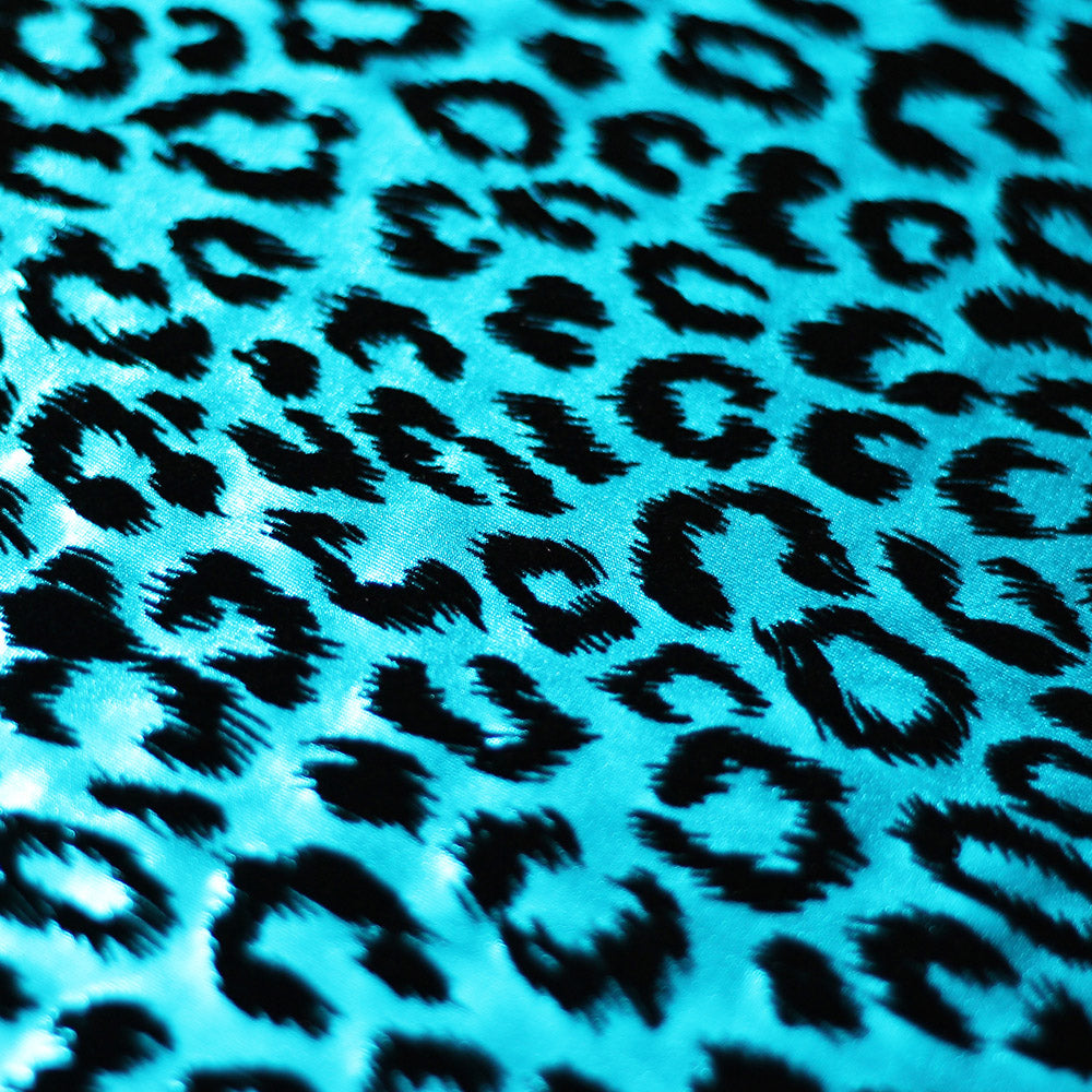 Sassy Cat Polyester Spandex Fabric - Leopard Hologram, Red/Black, Silver/Black, Gold/Black, Turquoise/Black, 58/60" Width (1 Yard)