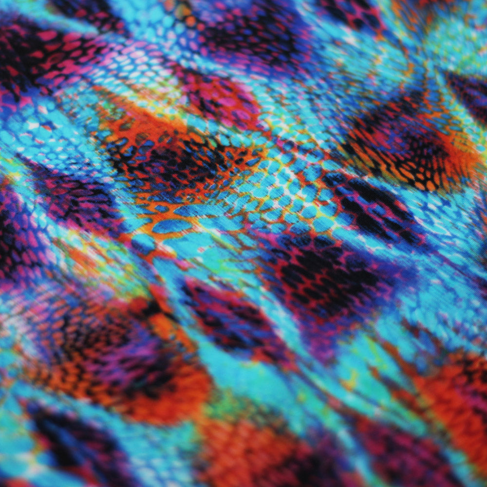 Magic Cobra Nylon Spandex Fabric - Multi Snakeskin Wet Print, 58-60" Width (1 Yard)