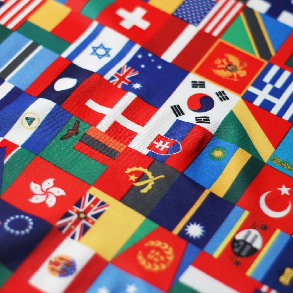 International Flags Poly Spandex Fabric - Multicolor International Flag Print, 60" Width (1 Yard)