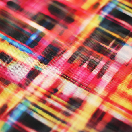 Optic Plaid Multi Polyester Spandex Fabric - Multicolor Plaid, 58/60" Width (1 Yard)